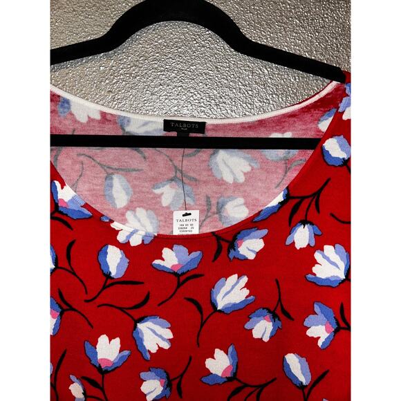 Talbots Plus X Red Short Sleeve Floral Sweater X NWT - Picture 3 of 6